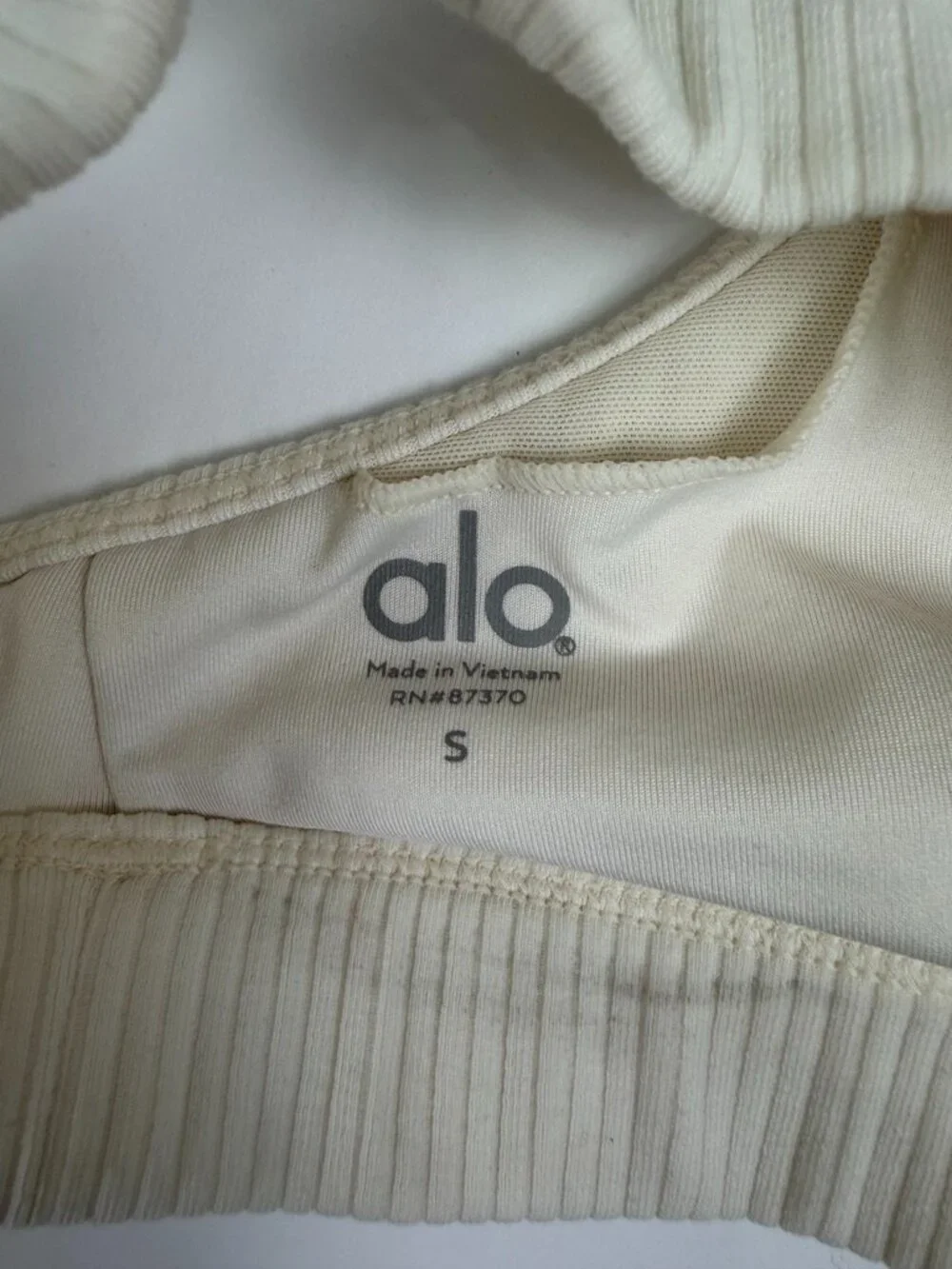 Alo Yoga Ribbed Blissful Bralette Sports Bra Ivory Cream Size Small S